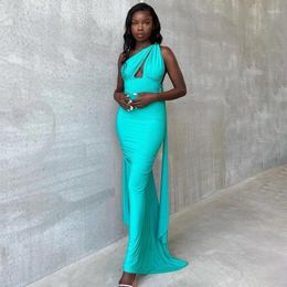 Casual Dresses Blue Lace-up Backless Maxi Dress Women's 2024 Solid Color Bodycone Trumpet Sexy Elegant Long Drop Wholesale 826