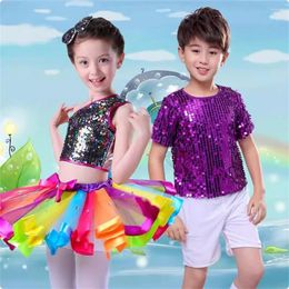 Stage Wear June 1 Children's Costume Sequin Tutu Skirt Dance Kindergarten Girls And Boys Jazz Cheerleading Performance