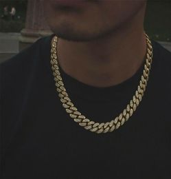 Men039s 12mm Miami Diamond Cuban Link Chain Real 14k Yellow Gold Solid Full Real Icy Chocker 1624inch Cubic Zirconia Jewelry5915753