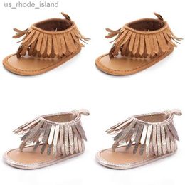 Sandals Baby Boomer Generation Womens Fashion Shoulder Summer Sandals 2 Style Flat Shoes Solid Tassel Shoe Set 0-12ML240429