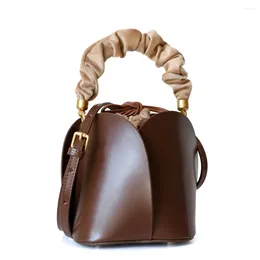 Bag Fashion Female Genuine Leather Handbags High Quality Cow Crossbody Bags For Women Casual Drums Designer Shoulder