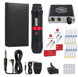 Dragonhawk ARASHI Rotary Tattoo Kit Hybrid Pen Machine Gun Power Supply Needles D30697977096