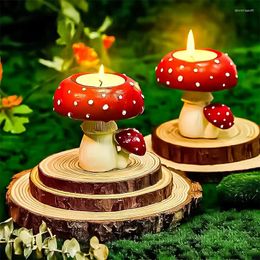 Candle Holders Creative Mushroom Shape Holder Resin Cartoon Home Desktop Ornament Decoration DIY