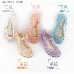 Sandaler Pudcoco Baby Girls Sandaler Barn Summer Crystal Sandaler Frozen Princess Jelly High Heelsl240429