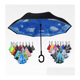 Umbrellas Folding Reverse Umbrella 52 Styles Double Layer Inverted Long Handles Windproof Rain Car C Handle Umbrellast2I384 Drop Deliv Otfsy