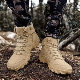 Shoes Men Trekking Shoes NonSlip Waterproof Tactical Combat Boots Outdoor Hunting Trekking Camping Boots Winter Side Zipper Work Shoe
