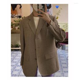 Work Dresses Grov E Women Loose Wool Herringbone Thickened Tweed Blazer Short Skirt Set Jacket Luxury Suit Korean Style Y2k Clothes