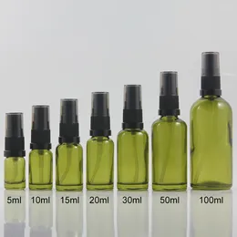 Storage Bottles 20ml Glass Perfume Atomizer Frosted Green Cosmetic Packaging Wholesale Fine Mist Spray Bottle