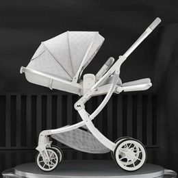 Strollers# Light Eggshell Baby Cart Travel Cabin Kinderwagen High View Four Wheeled Q240429