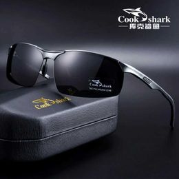 Sunglasses Cook Shark 2020 new aluminum magnesium sunglasses mens sunglasses HD polarized driving driver glasses tide d240429