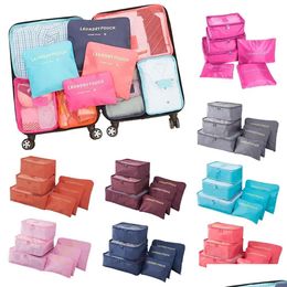 Storage Bags 6 Pieces Travel Bag Organiser Clothes Shoe Travelling Compression Packing Cubes Suitcase Lage Organisers Drop Delivery H Dh97E