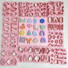 6TypeSet Mini Leaf Flower Geometry Pattern Polymer Clay Cutter 3D Printing 04mm Cutout DIY Soft Pottery Earring Mold Tool 240426