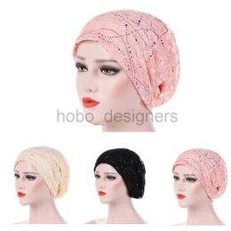 Beanie/Skull Caps New Womens Lace Breathes Cotton Turban Head Hat Chemo Beanies Cap Multicolour Headgear Female Headwear Headwrap Accessories d240429