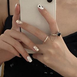 Cluster Rings 925 Sterling Silver Chain Opening Ring For Women Girls Simple Luxury Korean Ins Temperament Party Fashion Jewellery Accessories
