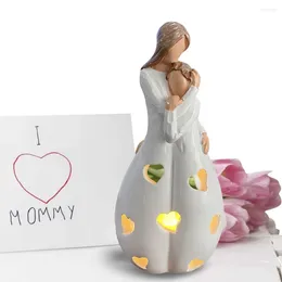 Candle Holders Holder Statue Candlestick Resin Figurine Standing Mother Hugging Daughter For Home Ornament