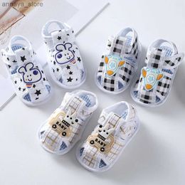 Sandals Neonatal childrens canvas shoes cartoon sandals summer casual hollow soft crib baby shoes first step baby sandalsL240429