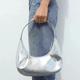 Drawstring Silver Hobos Women Shoulder Bags Designer Ruched Lady Handbags Luxury Pu Leather Small Tote Female Purses