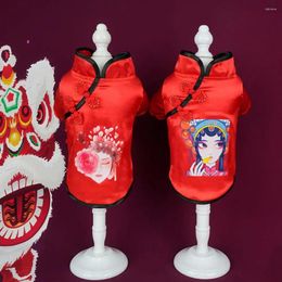 Dog Apparel Pet Tangs Suit Stylish Red Two-legged Small Dogs Cats Pets Cheongsam Dress Product Puppy