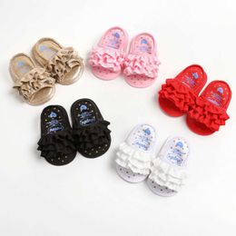 Sandals Casual and cute wooden ear edge exposed toe little girl sandals lightweight Breathable and non slip indoor and outdoor sandals