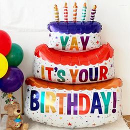 Party Decoration Large Happy Birthday Cake Balloon 3-Layer Candle Balloons Stripe Polka Dot Foil For Kids Props