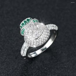 Cluster Rings Full Zircon Party For Women Silver Colour White Green Stone Wedding Bands Female Birthday Index Finger Ring Jewellery