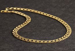 Never fade Stainless steel Figaro Chain Necklace 4 Sizes Men Jewelry 18K Real Yellow Gold Plated 9mm Chain Necklaces for Women Men8534278