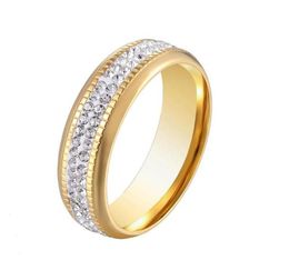 Wedding Rings Arrival Beautiful Middle Double Circle Zircon Ring For Women High Quality Stainless Steel Jewellery Gift Bague Femme3381542