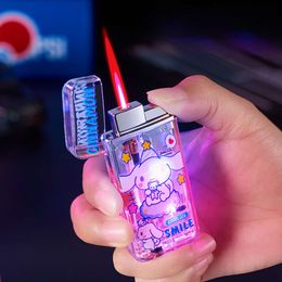 Customized Illumination Cartoon Visible Windproof Iatable Pink Flame Without Gas Cigarette Lighter