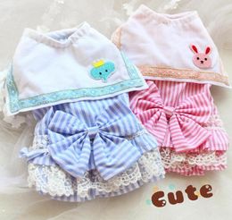 handmade dog apparel clothes kindergarten summer cotton navy collar stripe cake skirt pet dress for small cat9737712