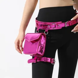 Waist Bags Selling Motorcycle Style High Gloss Metal Mirror Bag Small Square Personalised Women's Detachable Leg