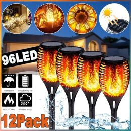 Decorations 12/33/72/96LED Solar Flame Torch Lights Flickering Light Waterproof Garden Decoration Outdoor Lawn Path Yard Patio Floor Lamps