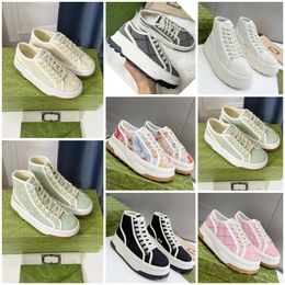Designer Shoes Outdoor Casual Shoes Womens Mens high Letter High-quality Sneakers Beige Ebony Canvas Tennis Luxury Fabric Trims thick-soled Boot Platform softy