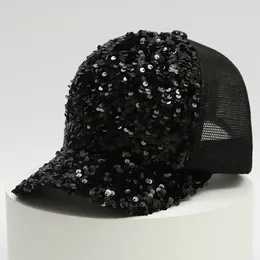 Ball Caps Mesh Material Baseball Hat For Girls Woman Delicate Full Sequins