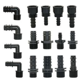 Decorations 5pc 16/20/25/32mm Garden Hose PE Tube Barb Connector 1/2 3/4 1" Thread Straight Elbow Coupler Fitting Farm Irrigation Joints