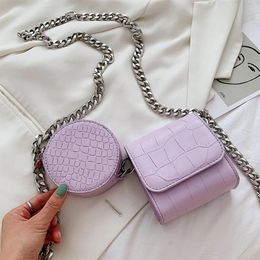 Bag Fashion Stone Pattern 2 Bag/set Women Shoulder Alligator Chain Women's Crossbody Designer Small Flap Coin Purses