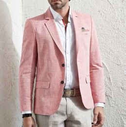 Jackets Pink Linen Coat Blazer Sets Wedding Prom Tuxedo For Bridegroom Elegant Men Suits Custom TwoPiece Jacket+Pants Terno Masculino