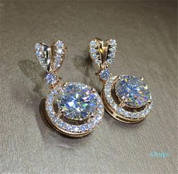 Bowknot 18K Rose Gold Diamond Dangle Earring Original 925 sterling silver Jewellery Party Wedding Drop Earrings for Women Bridal6996805