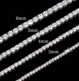 3456mm Wide Mens Womens Shining Tennis Chain Necklace White Round Cubic Zircons Simulated Diamond Jewelry9806110