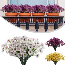 Decorative Flowers Outdoor Fake Plants For Outside Hanging Garden Porch Window Box Home Wedding Decor Artificial White