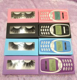 New Styles of 25mm 3D Mink Fluffy Lashes with Soft Paper Box Phone Cases for Eyelashes 4 Colors You Can Choose FDshine6946978