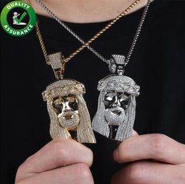 Iced Out Pendant Designer Necklace Bling Diamond Jesus Pendant Luxury Hip Hop Jewelry Mens Rapper Fashion Accessories Hiphop Charm4964960