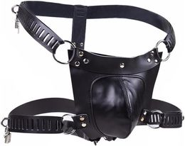 Men's Chastity Belt Cage Devices Harness,Men's BDSM Adult Leather Chastity Lock Pants Underwear, Male Penis Cage Adjustable Chastity Strap Bondage Kit with Key and Lock