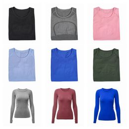 Align Women's Yoga Short Sleeve long sleeves Solid Color Nude Sports Shaping Waist Tight Fitness Loose Jogging Sportswear T-Shirt High-Elastic Breathable Running