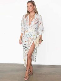 Snake Print Lapel Neck Midi Skirt Suit Women 2024 Spring Lantern Sleeves Top High Waist Skirts Set Female Casual Beach Dress 240416