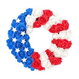 Decorative Flowers Independence Day Star Wreath Simulated Flower Red White And Blue Roses 4th Of Fashionable Simple