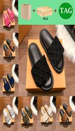 Designer slipper with box luxury sandal men women shoes Pool Pillow Comfort Embossed Mules copper triple black pink ivory summer f3723797