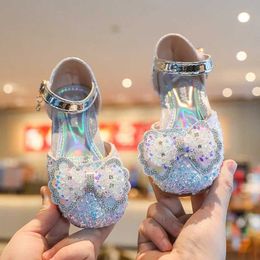 Sandals Girl Half Sandals Summer Crystal Sequins Rhinestone Princess Shoes Baby Soft Sole Bright Diamond Dance Performance Leather Shoes