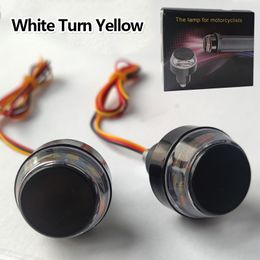 Motorcycle Turn Signals Handlebar End LED Lights, Dual Colour for Turn Signal Lights and Side Marker Lights or Running Lights