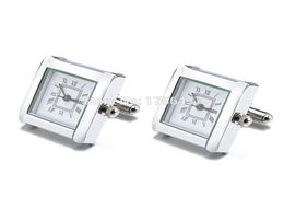 Lepton Functional Watch Cufflinks For Men Square Real Clock Cuff links With Battery Digital Mens Watch Cufflink Relojes gemelos CJ4247595
