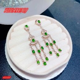 Stud Earrings KJJEAXCMY Brand Boutique Women's Tassel Jewelry 925 Sterling Silver Natural Diopside Gem Girl